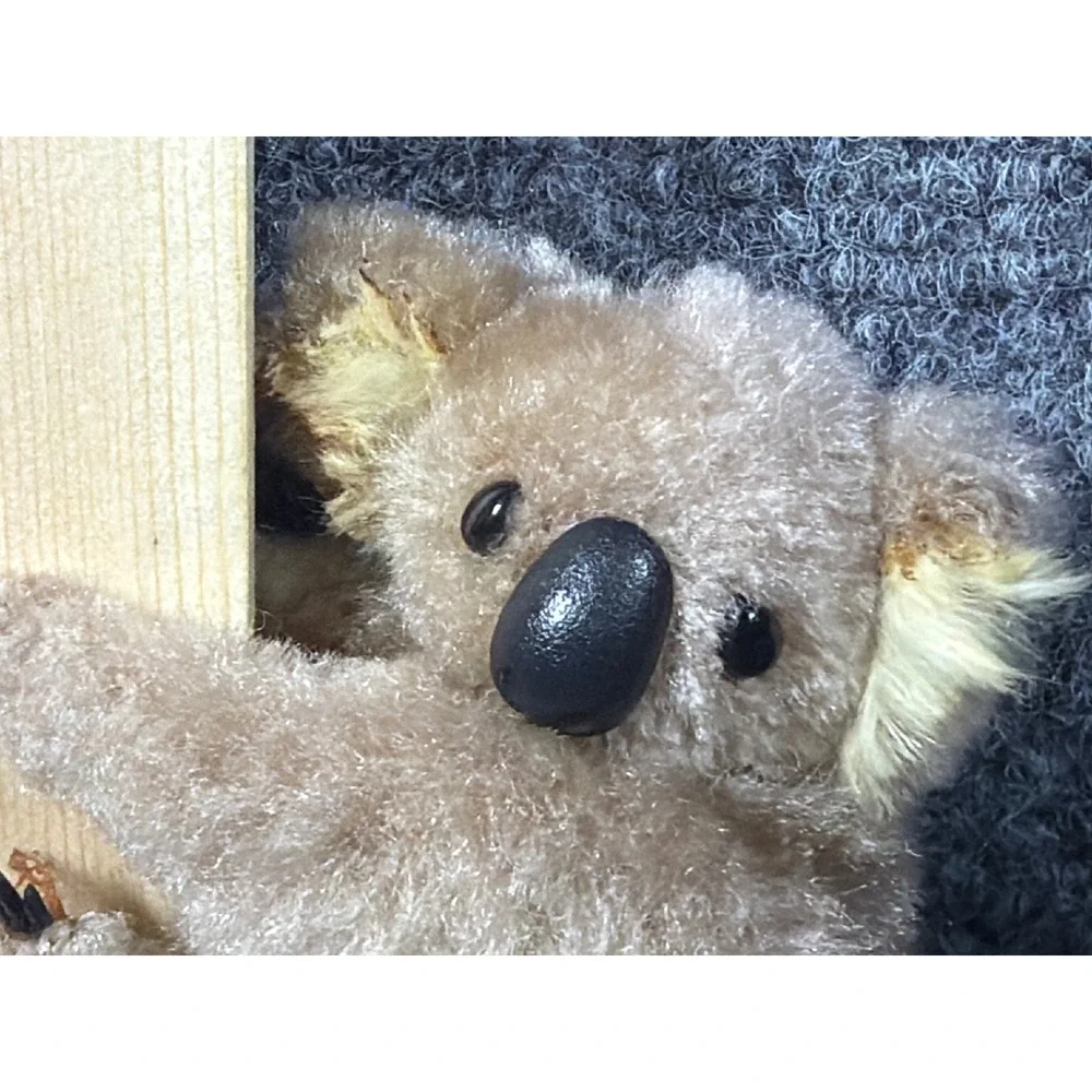 Vintage 1980s Koala Clip On Plush Toy Set of 2 Retro Fuzzy Pencil Huggers